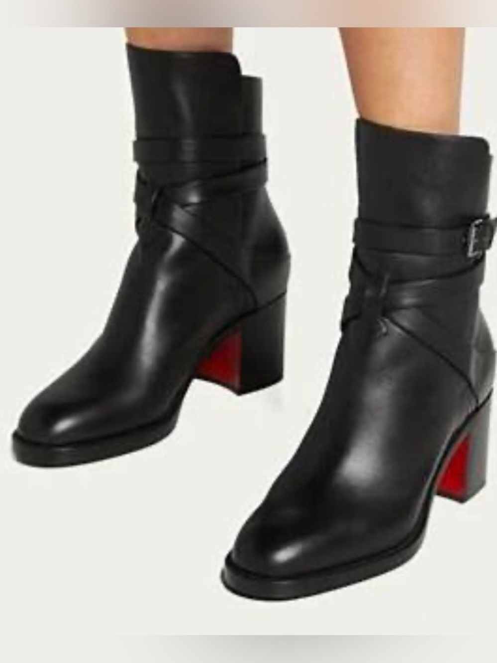 Christian Louboutin/Karistrap 70 Black Calf Leather Boots/US Size 7.5/NIB! NWT!!
